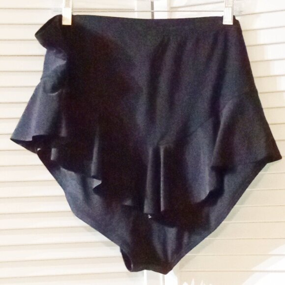 NWT Plus Size 26 Black Ruffled Swim Shorts - Picture 4 of 4